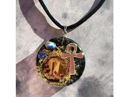 Orgonitový přívěsek Ankh Orionu s lapisem lazuli a pyramidou