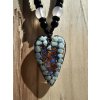 Orgonitový přívěsek ve tvaru srdce s larimary, křišťálem a měděnými spirálami
