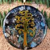 Orgonitový přívěsek Amulet Hvězdný strom intuice se zlatým stromem života, křišťálem, šungitem a modrými kameny.