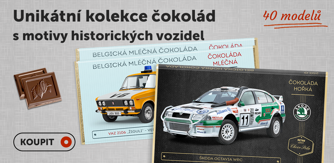Retro kolekce čokolád s motivy retro vozidel