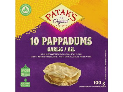 Pataks Papadums Česnekové 100g