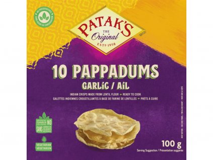 Pataks Papadums Česnekové 100g