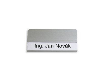 Jmenovka se spínacím špendlíkem stříbrná