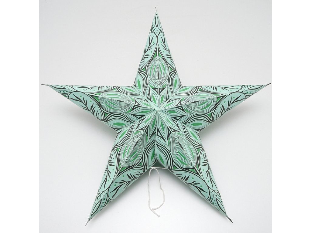 Lampion stínidlo hvězda Tara zelená