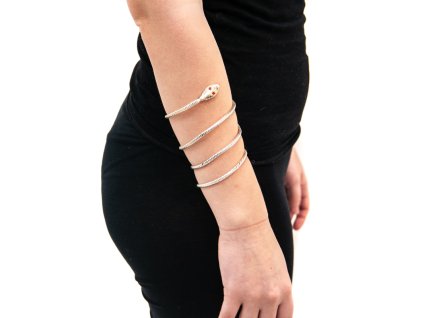 Náramek na paži Had stříbrná