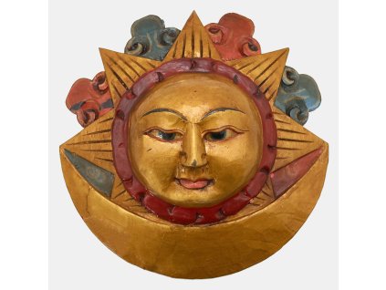 Maska dřevo Slunce a měsíc 26 cm