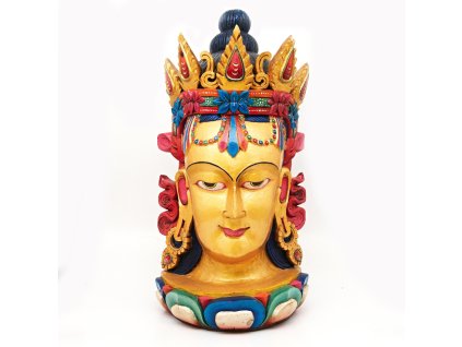 Socha dřevo hlava Buddha 90 cm