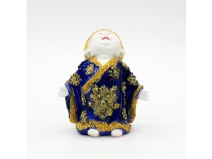 Soška resin Buddha Morning Welcome 17 cm modrá