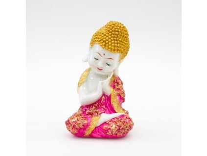 Soška resin Buddha Relaxing 19 cm růžová