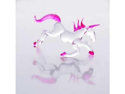 Soška sklo Horse růžová