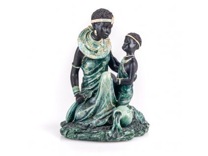 Soška resin Africká žena s dítětem 19 cm