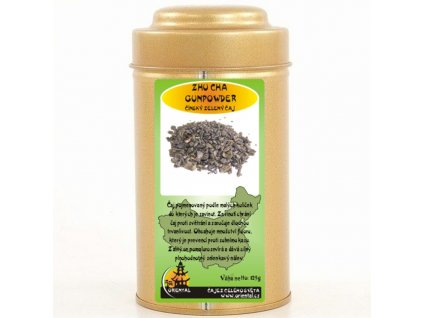 Čínský zelený čaj Zhu Cha Gunpowder - Perlový čaj 125 g dóza