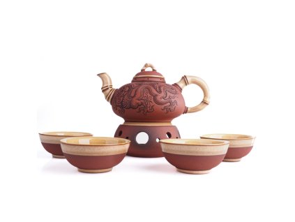 Čajová souprava Drak velká červená - 4 šálky
