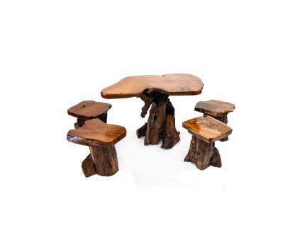 Kořenový set - stůl + 4 stoličky 01