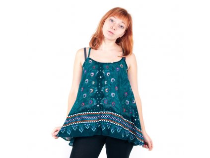 Top Mini široký Peacock Feathers tyrkysová