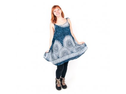 Top široký Mandala Art modrá