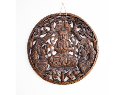 Závěsná dekorace dřevo Buddha Wheel 60 cm