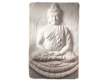 Dekorace beton Buddha 110 x 70 cm bílá