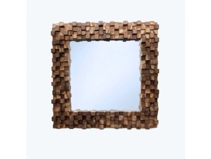 Zrcadlo dřevo Square Block Puzzle 50 x 50 cm