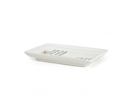 Talíř na sushi porcelán China White Calligraphy 19,5 x 12,5 cm