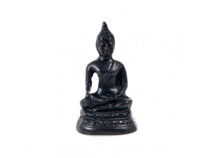 Soška resin Buddha Touching 6 cm černá