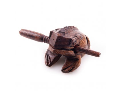 Hrací žába dřevo 10 cm žíhaná