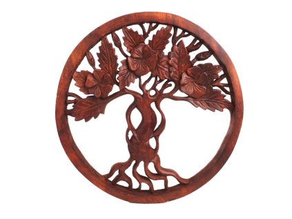 Závěsná dekorace dřevo Strom kruh 01 30 cm tmavá