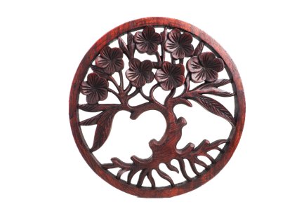 Závěsná dekorace dřevo Strom kruh 02 30 cm tmavá