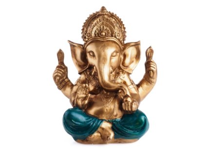 Soška resin Ganesha 22 cm zlatá