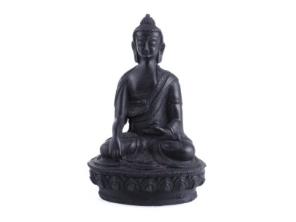 Soška resin Buddha Touching 01 20 cm černá