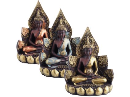 Soška resin Buddha Lotus 18 cm mix