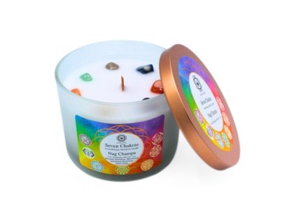 Svíčka Green Tree Gemstone Sedm čaker - Nag Champa 256 g