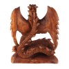 Soška dřevo Drak s roztaženými křídly 30 cm tmavá