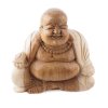 Soška dřevo Happy Buddha 20 cm světlá