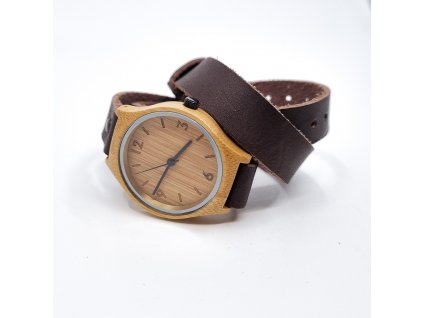 Bambusové hodinky wrap chocolate