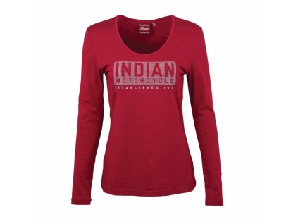 womens indian long sleeved logo stud tee