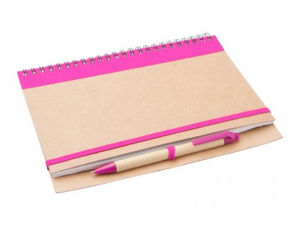 Zápisník A5 z recyklovaného papiera s perom, Pink