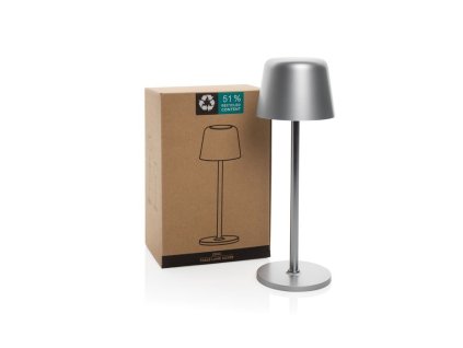 USB dobíjateľná stolná lampa Zenic z RCS plastu, Silver
