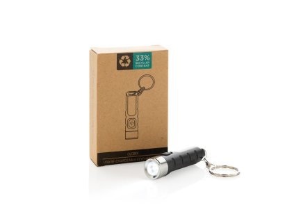 Kľúčenka s USB dobíjateľným svietidlom Globix, Black