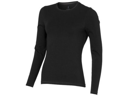Ponoka long sleeve women's GOTS organic t-shirt, solid black, XXL