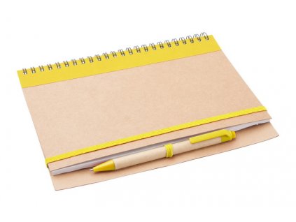 Zápisník A5 z recyklovaného papiera s perom, Yellow