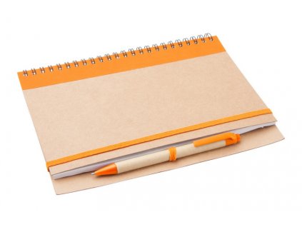Zápisník A5 z recyklovaného papiera s perom, Orange