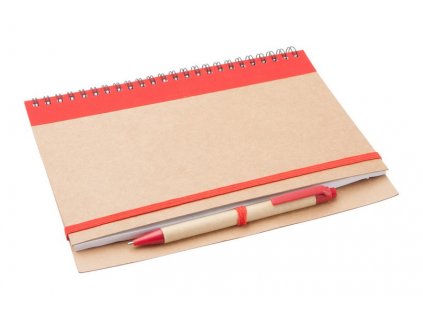 Zápisník A5 z recyklovaného papiera s perom, Red