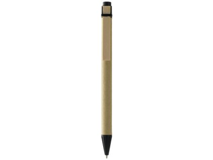 Guľôčkové pero z kartónu (čierna náplň), Natural,solid black