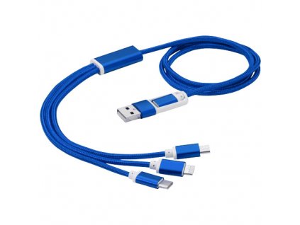 Nabíjací kábel 3v1 s dvojitým vstupom, Royal blue