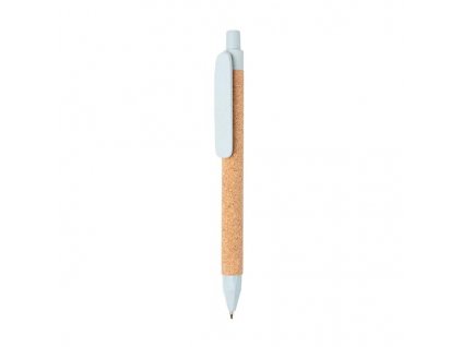 Guľôčkové pero z korku a pšeničnej slamy (modrá náplň), Blue