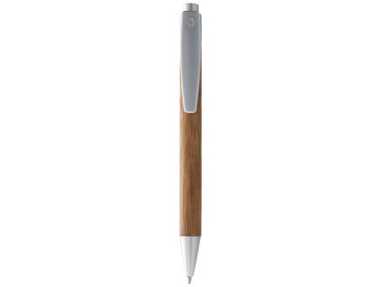 Guľôčkové pero z bambusu (čierna náplň), Natural,Silver