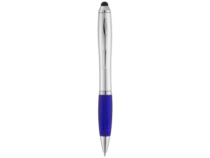 Glôčkové pero a stylus (čierna náplň), Silver,Blue