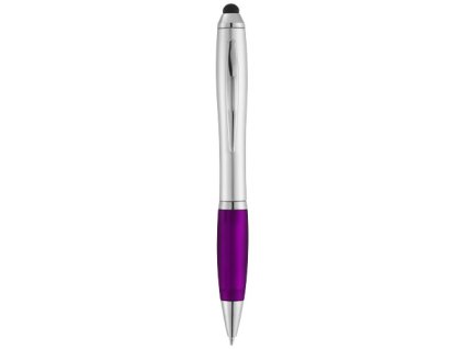 Glôčkové pero a stylus (čierna náplň), Silver,Purple