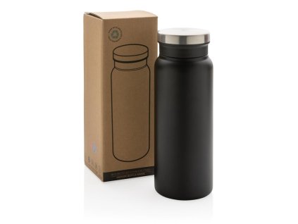 Termo fľaša 600ml  z RCS recyklovanej ocele, Black/Black